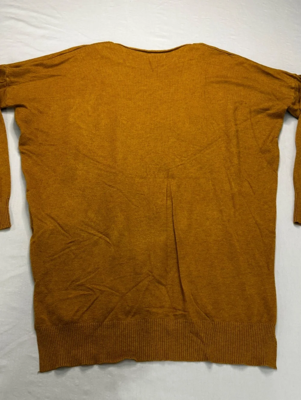 Dreamers Mustard Rust Oversized V Neck Knit Sweater S Y2K Boho
